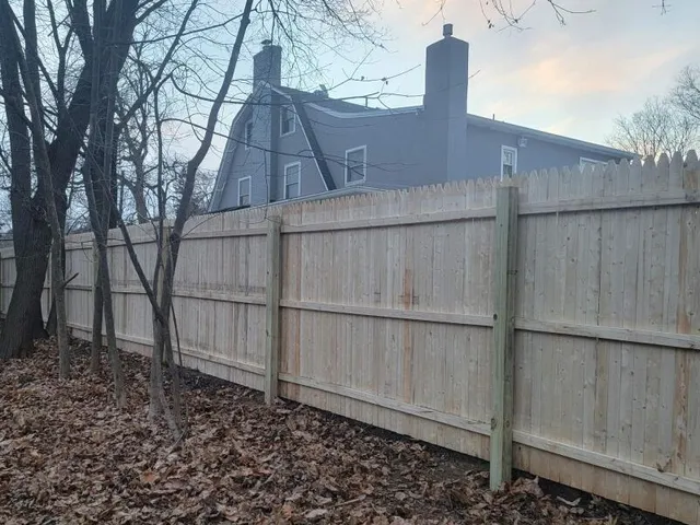 Finished wood fence in northern New Jersey